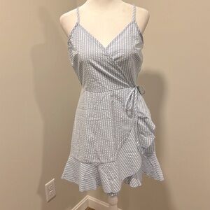 White and blue striped sundress